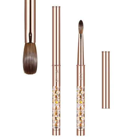 Acrylic Nail Brush Size 6,KEMEISI 100% Pure Kolinsky Nail Art Brushes Sturdy Handle Oval Shaped Acrylic Powder Nail Design Tools for Professional Manicure DIY Home Salon (Gold)