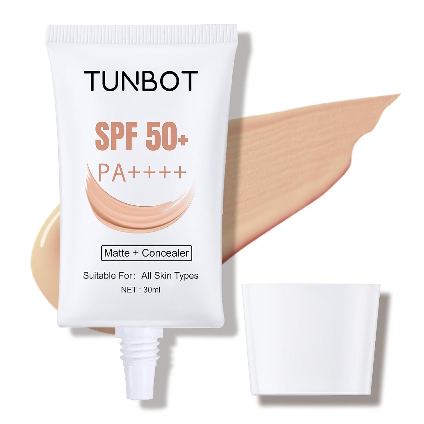 TUNBOT Liquid Makeup Foundation with SPF 50, Makeup to Cover Facial Imperfections, Unscented Foundation for All Skin Types (30ml)