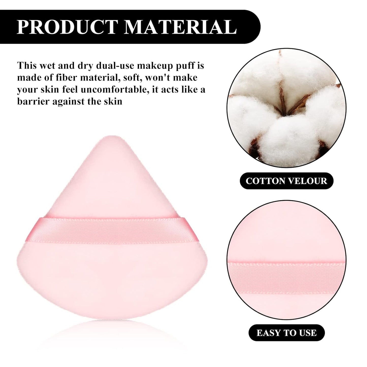 Maitys 12 Pieces Powder Puff Triangle Face Makeup Cosmetic for Loose Powder Soft Body Washable Reusable Foundation Sponge Mineral Wet Dry Makeup Tool for Women(Small,Black, Pink)