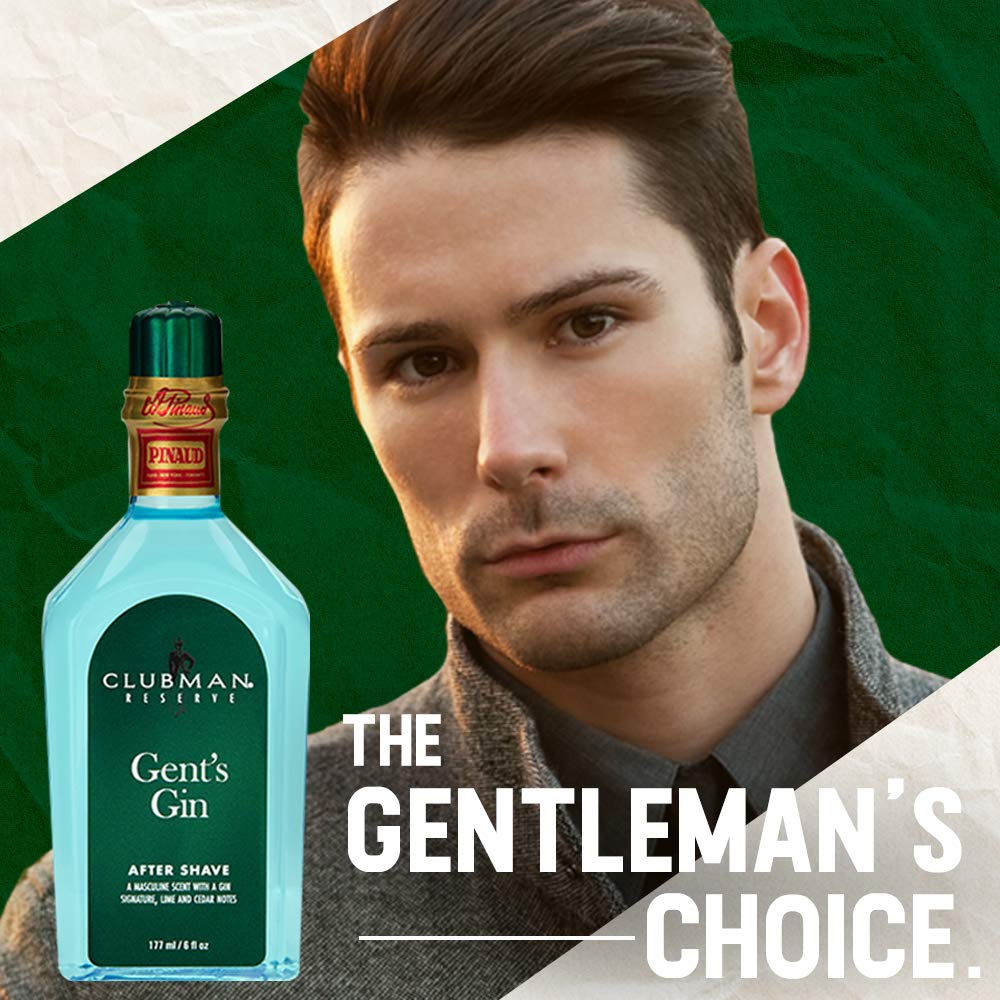 Clubman Pinaud Gent’s Gin After Shave Lotion – Masculine Scent with Gin, Lime & Cedar Notes, Refreshing Aftershave for Men, 6 oz