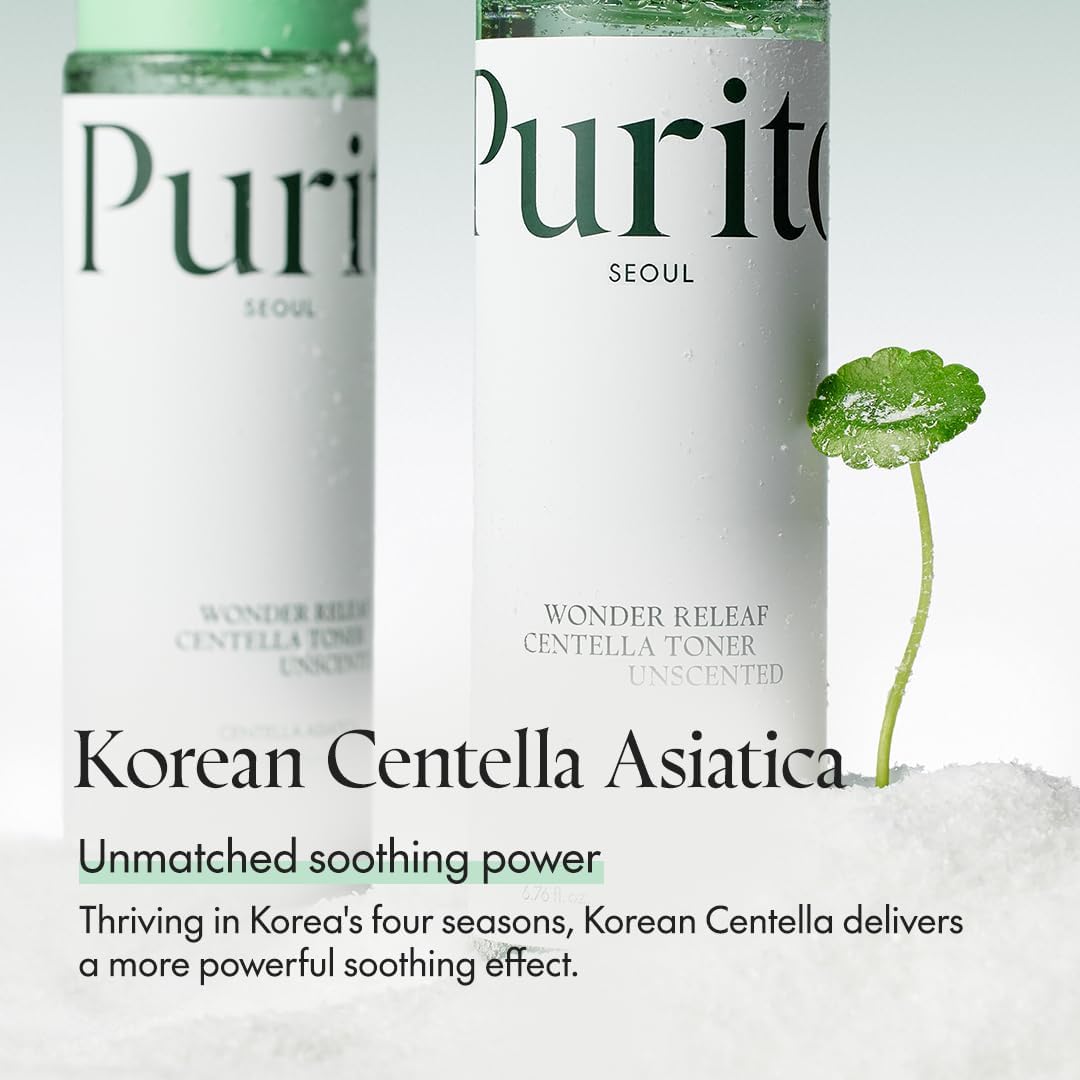 PURITO Seoul Wonder Releaf Centella Toner Unscented Korean Centella, for Sensitive Skin, Soothing, Facial Toner for face, K-Beauty, 200ml 6.76 fl.oz