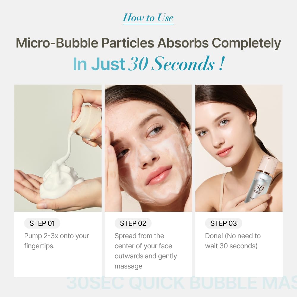 MENOKIN 30 Seconds Quick Bubble Mask [MOISTURE] - [Hyaluronic Acid] in Micro-bubbles, 8 Types for 96% Moisture Improvement, Deep Hydration, Niacinamide, Korean Skin Care Essential, 50 Uses, 2.36 fl.oz