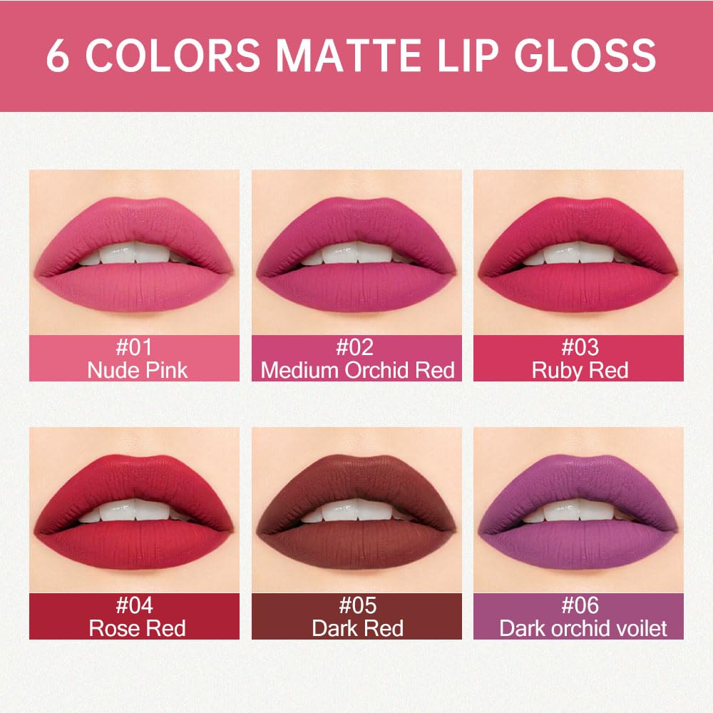 evpct 2Pcs Rose Matte Lip Liner and Lipstick Gloss Stains Makeup Set Kit for Women Long Lasting Waterproof 24, Rose Red Matte Lipstick Kit with Lip Liner, 24 Hour Lipsticks Pencils