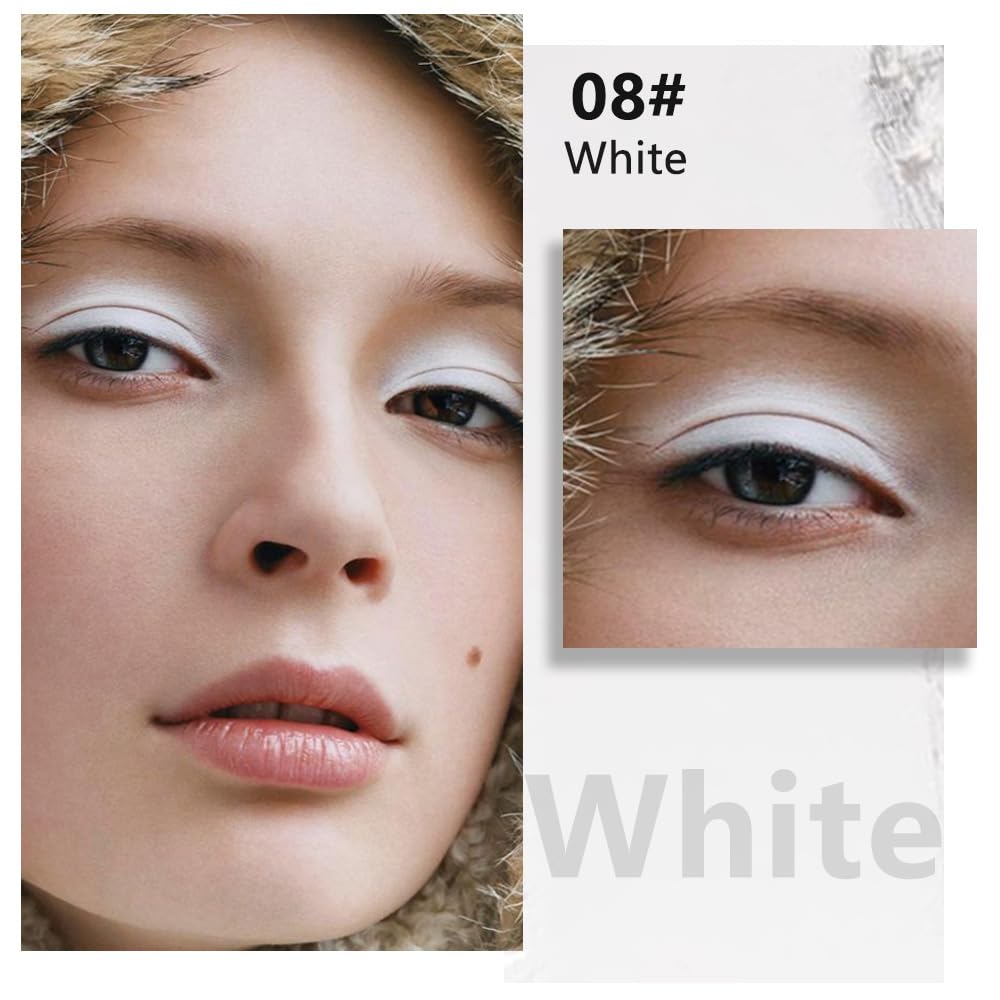 Kaely Pressed Single Eyeshadow Makeup, White Matte Highly Pigmented Monochrome Eye Shadow Palette, Waterproof Neutral Powder Mini Eyeshadow, sombras para ojos, Lightweight Blendable, 08