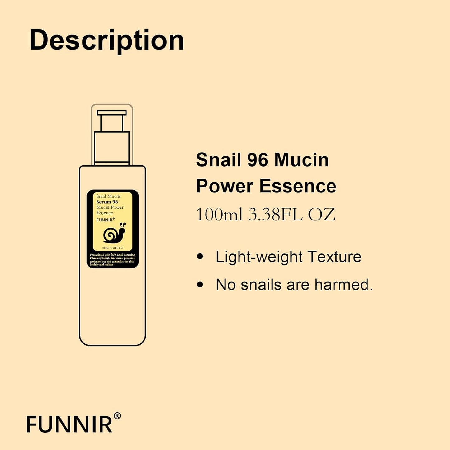 Snail Mucin 96% Essence 100ml, Hydrating Serum for Face with Snail Secretion Filtrate for Dull Skin, Skin care products for All Skin Types