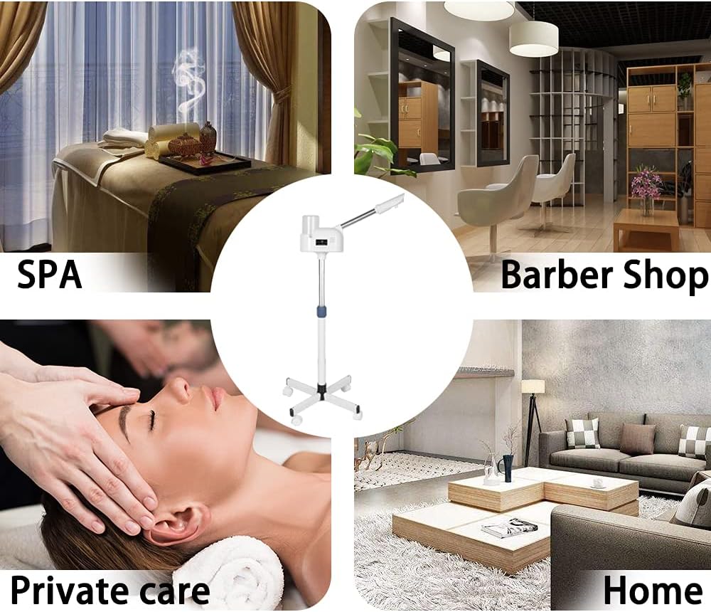 Upgrade Professional LCD Facial Steamer with Hot Mist, Esthetician Steamer for Salon Spa & Home, Stand Facial Steamer On Wheels, 33.8oz Large Upper Inlet Cup & 50s Fast Heating