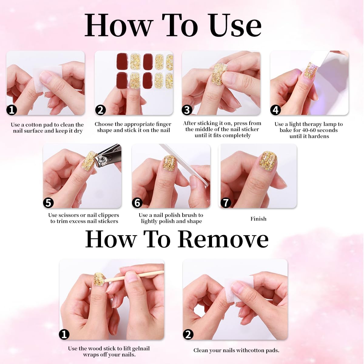 Red Semi Cured Gel Nail Strips Stickers Glossy Nail Polish Strips Decals Salon Quality Long Lasting Easy to Apply Solid Color Gel Nail Stickers for Women DIY Manicure Party Nails Decoration 1 Sheets