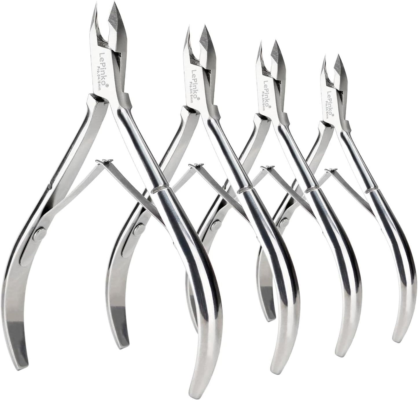 LePinko 4 Packs Upgraded Cuticle Trimmer kit, Sharp Dead Skin Clipper, Labor-saving Cuticula Remover for Fingernail Toenail, Manicure Pedicure Tool for Women Men, 5mm Jaw