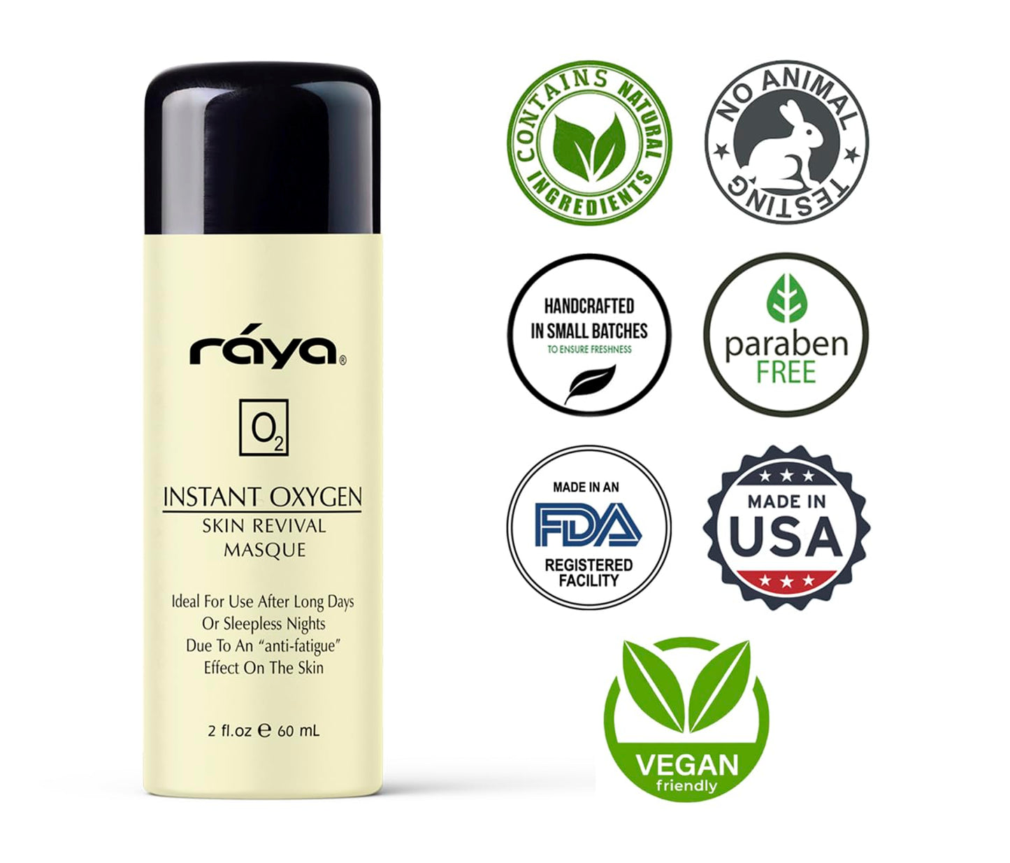 Raya Instant Oxygen Skin Revival Masque (115) | Anti-Fatigue Facial Treatment Mask for All Skin | Creates a Glowing Complexion