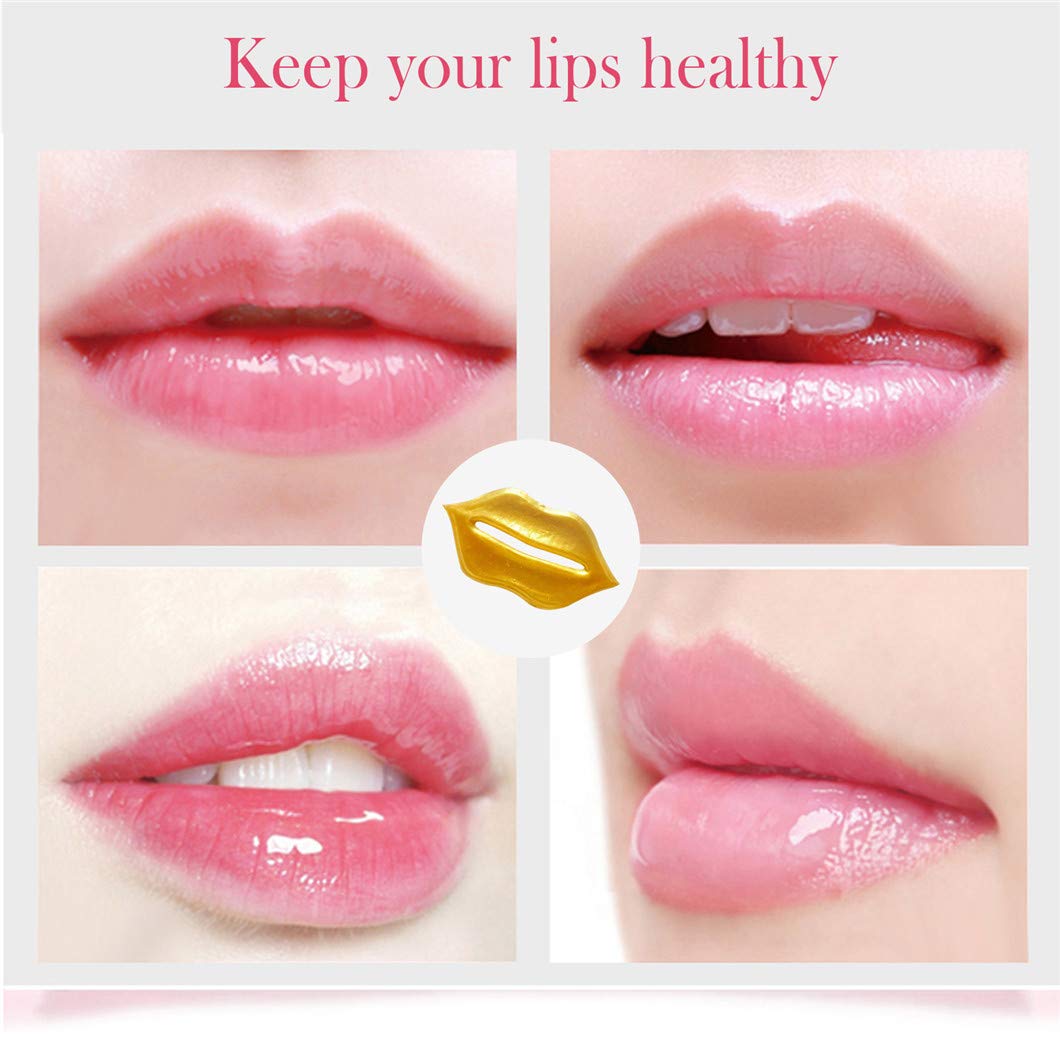 30PCS Collagen Lip Masks,Crystal Moisturizing Lip Care Pads Lip Patches for Dry Lips & Anti-Chapped, Smoothing Lip Fine Lines, Plumping Your Lips Attractive, Gold