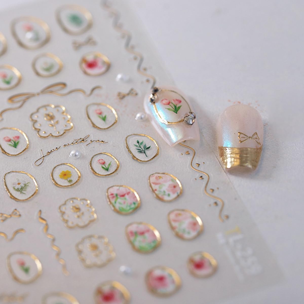 5D Embossed Flower Retro Mirror Nail Stickers Irregular Geometric Frames Nail Stickers Vintage Gold Hollow Designs Nail Decals Self-adhsive Nail Decals for Women DIY Manicure Decorations 1Sheet