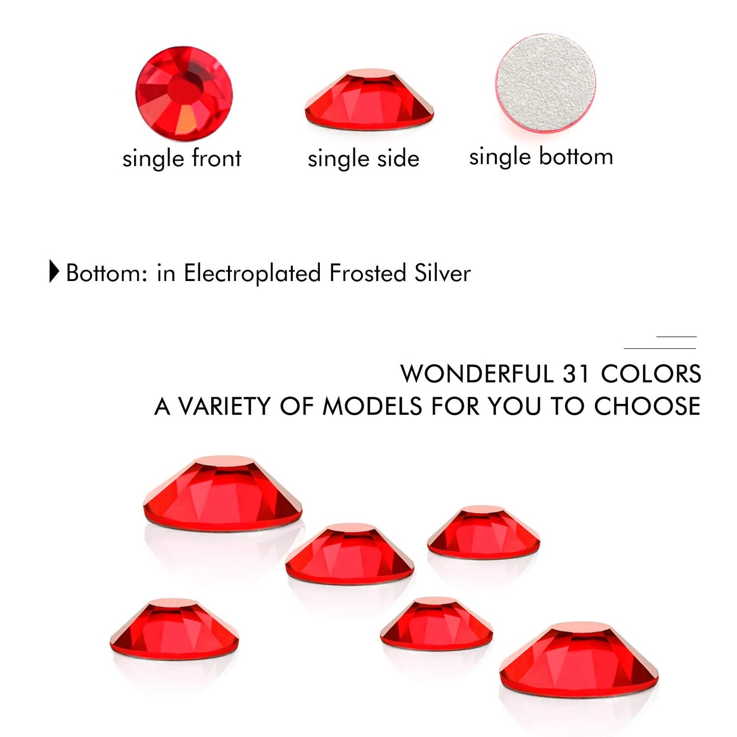 1440Pcs Siam Crystal Rhinestones,Glass Flatback Rhinestones Mini Gemstones for Nail Face Makeup Art Crafts Clothes Decoration -(SS8,2.4mm,Siam)