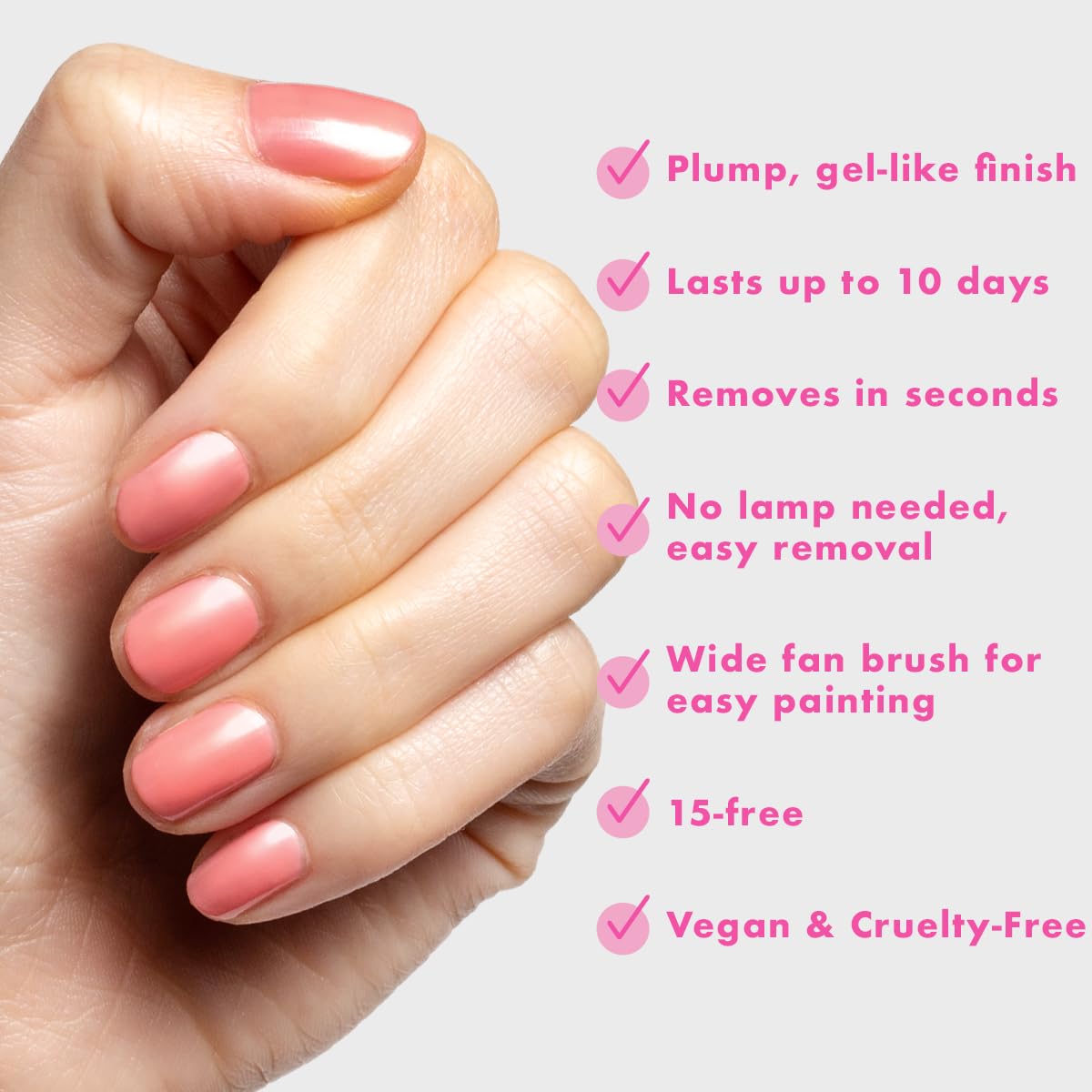 Olive & June Long Lasting Nail Polish | Plump, Gel-Like Finish No Lamp Needed, Lasts up to 10 days | Salon-Quality at Home | 15-Free, Vegan & Cruelty-Free Chip-Resistant | Papaya Gloss, Coral