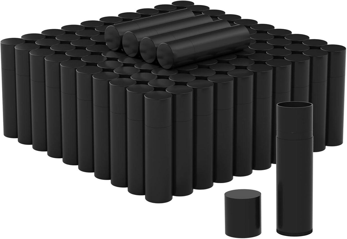 Empty Lip Balm Tubes for DIY Lipstick with Leak-proof Caps, 100-Pack Lip Balm Containers BPA Free, Black