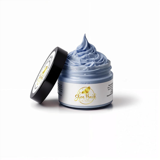 Body Butter Blend: Natural Shea, Cocoa, & Mango w/Jojoba Oil for Radiant Skin and Beard | Moisturizing 8 Oz, Light Blue (Our version of)