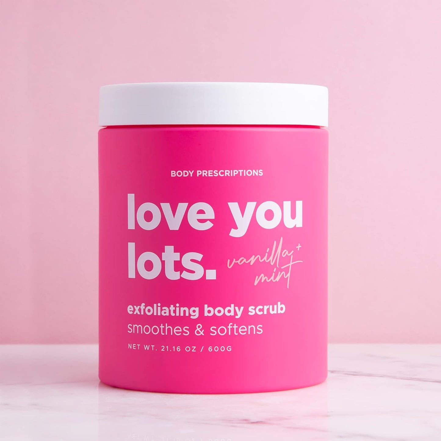 Body Prescriptions Exfoliating Body Scrub – Body Cleanser for Nourished, Ultra-Smooth Skin, Vanilla and Mint (Love You Lots)