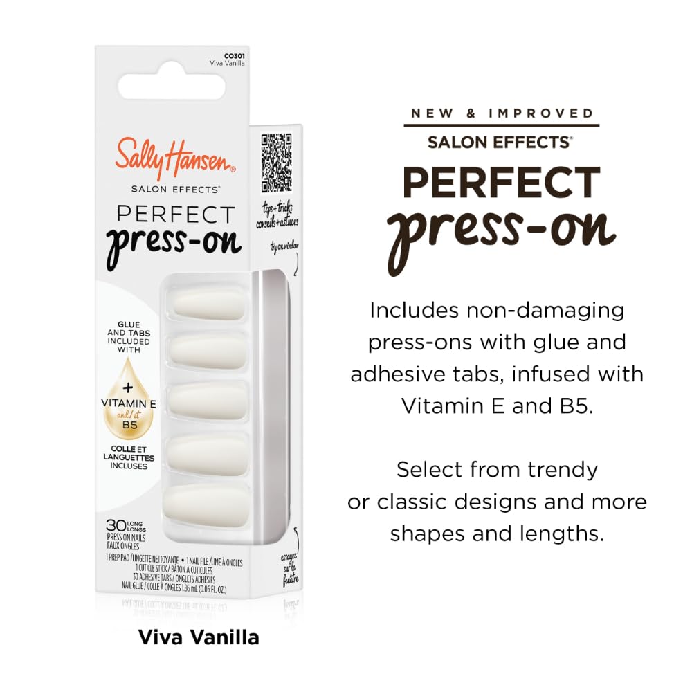 Sally Hansen Instant Cuticle Remover and Salon Effects Perfect Press-On Nails in 30 Designs with Nail Glue