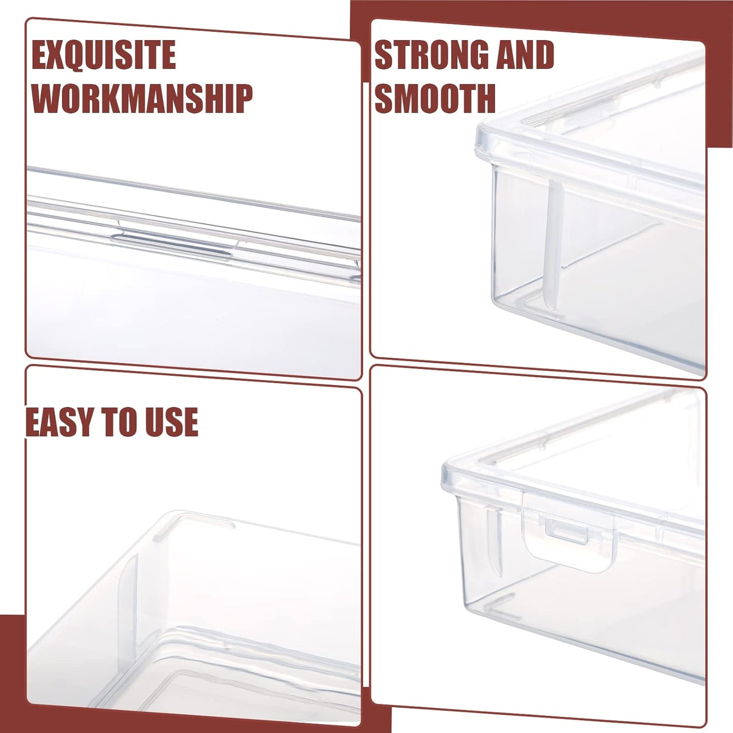 Qunclay 6 Pcs 9 x 8.7 x 2 inches Plastic Storage Box with Lid Multipurpose Craft Organizers Plastic Containers Clear Pencil Case Art Satchel Storage Case for Beads Ornaments Crafts Accessories