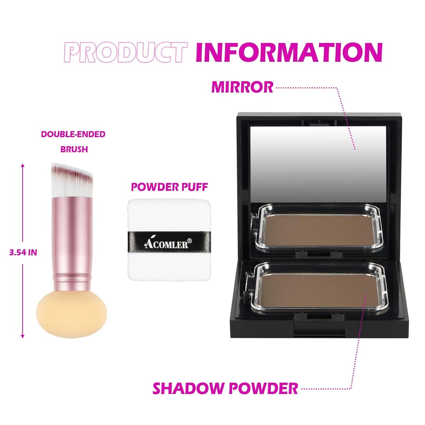 Acomler Root Touch Up Powder, Hairline Powder for Thinning Hair, Root Touch Up Hair Color, Gray Hair Coverage for Women Men Cover Up, Hair Loss Concealer Includes Makeup Brush (Light Brown, 0.42oz)