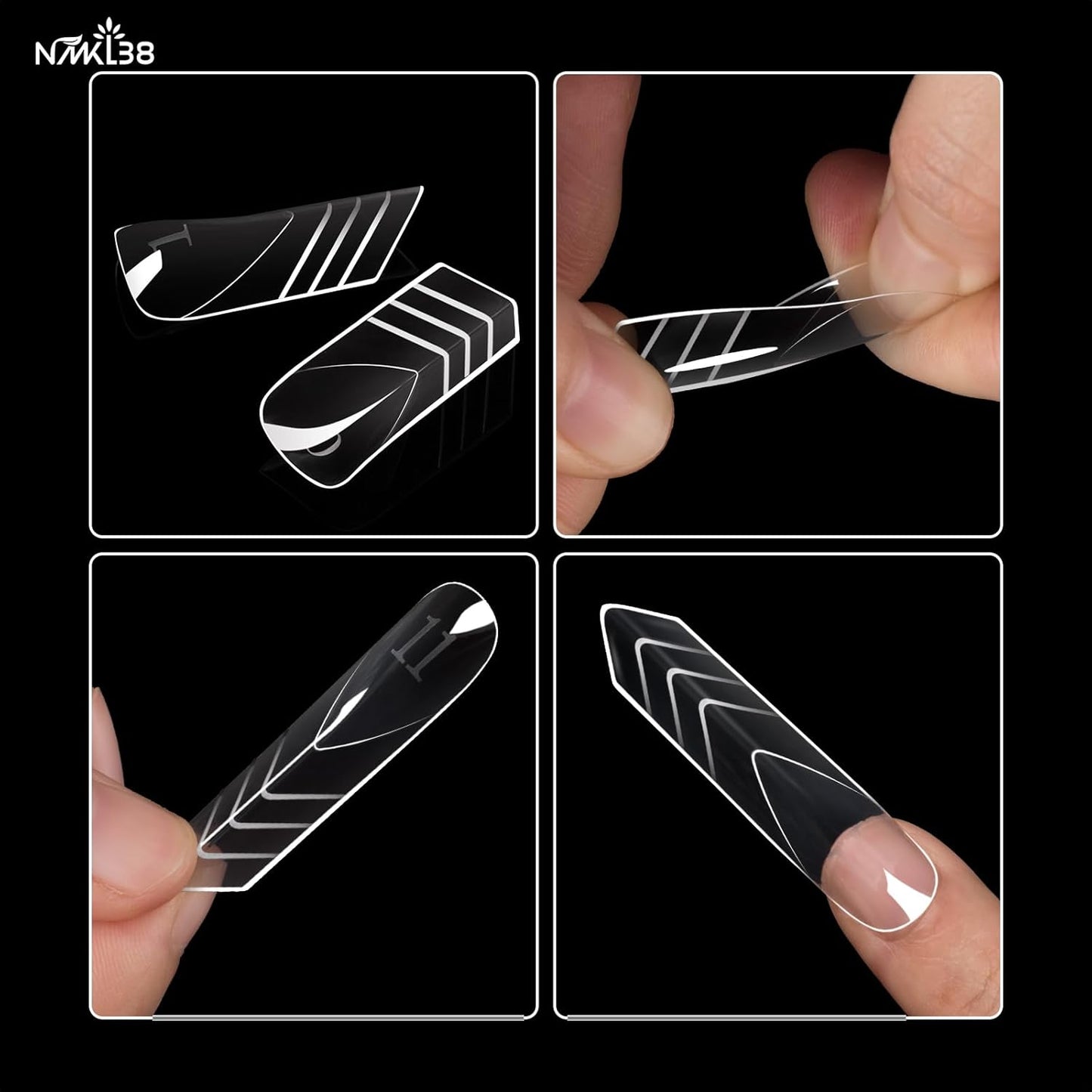 NMKL38 150PCS Dual Nail Forms 15 Sizes Extension Poly Nail Gel Full Cover