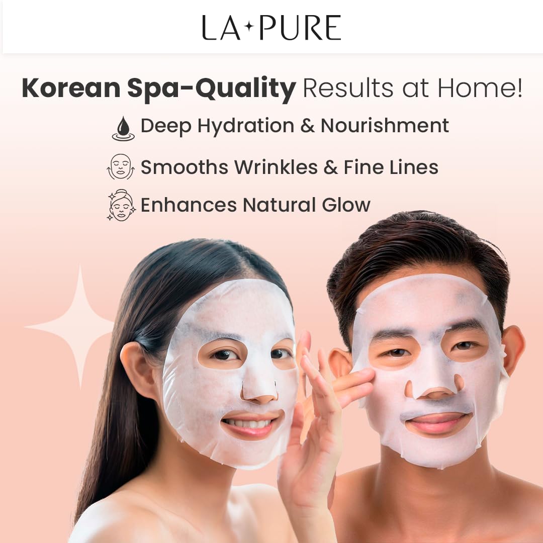 Snail Mucin Mask – 10ct Korean Sheet Mask Pack for Signs of Aging, Aid Skin Repair & Hydration – Pure Snail Mask for Face with Collagen & Hyaluronic Acid – Cruelty-Free Hydrating Sheet Mask