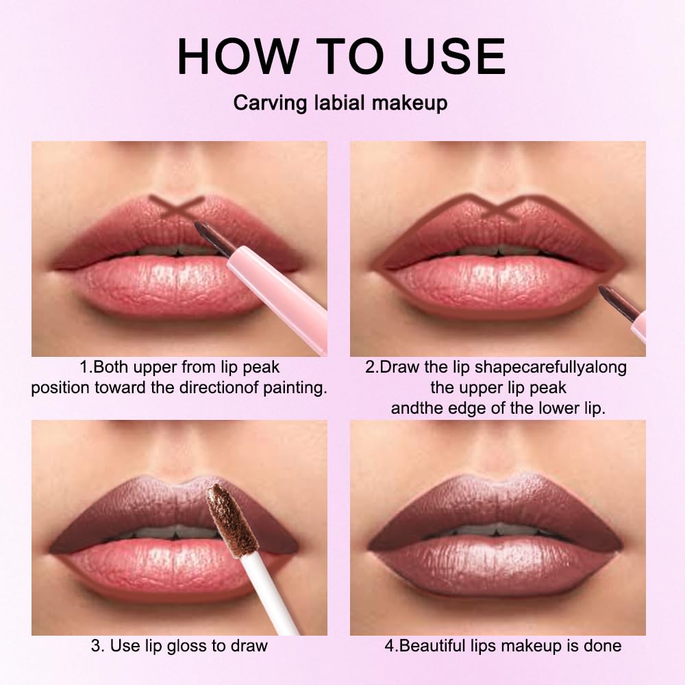 Kaely 2-in-1 Brown Metallic Lipstick and Lip Liner, Shimmer Liquid Metallic Lipsticks for Women, Glitter Lip Gloss Stain Long Lasting Waterproof Smudge Proof 24 Hour, Vegan Makeup, 08