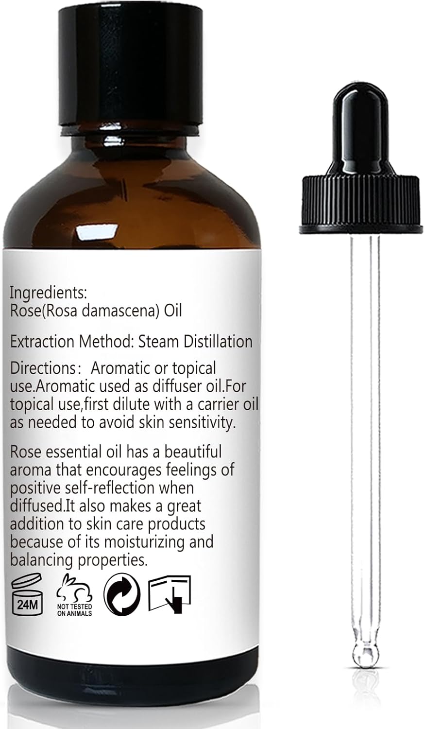 Rose Essential Oil, Home Fragrance Scent Oil for Diffuser, Skin, Hair, Candle, Soap, Dryer Balls, Laundry - 1 oz/30ml