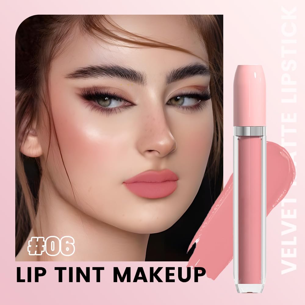 BINGBRUSH Super Matte Longwear No-Budge Stay On Smudge Proof Liquid Lipstick Long Lasting Makeup for Women,Highly Pigmented Color and Instant Shine, Cheeky