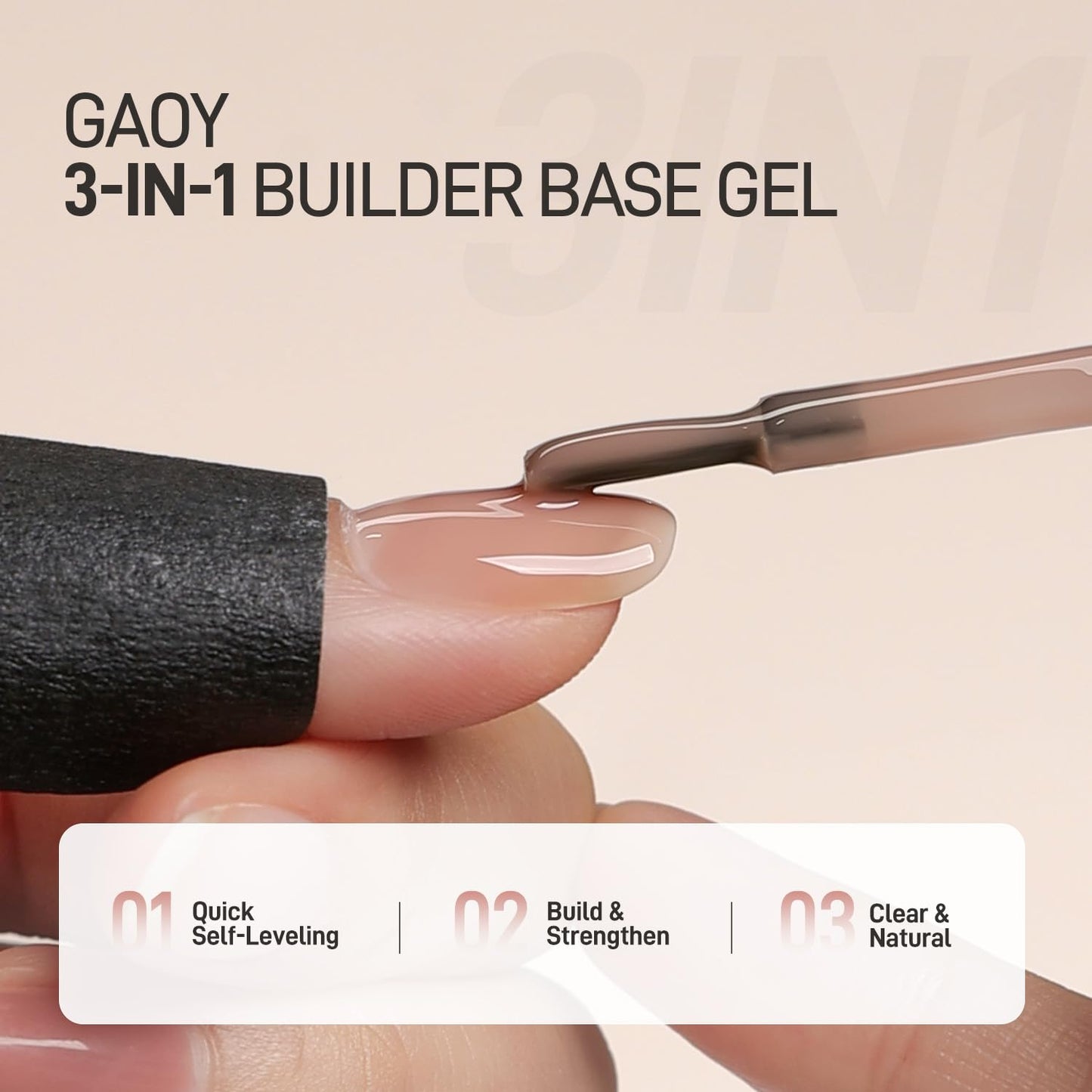 GAOY 16ml Rubber Base Gel, Jelly Builder Base Nail Gel Nude Sheer Pink, 3-in-1 Soak Off Nail Strengthener, 02 Nude Jelly
