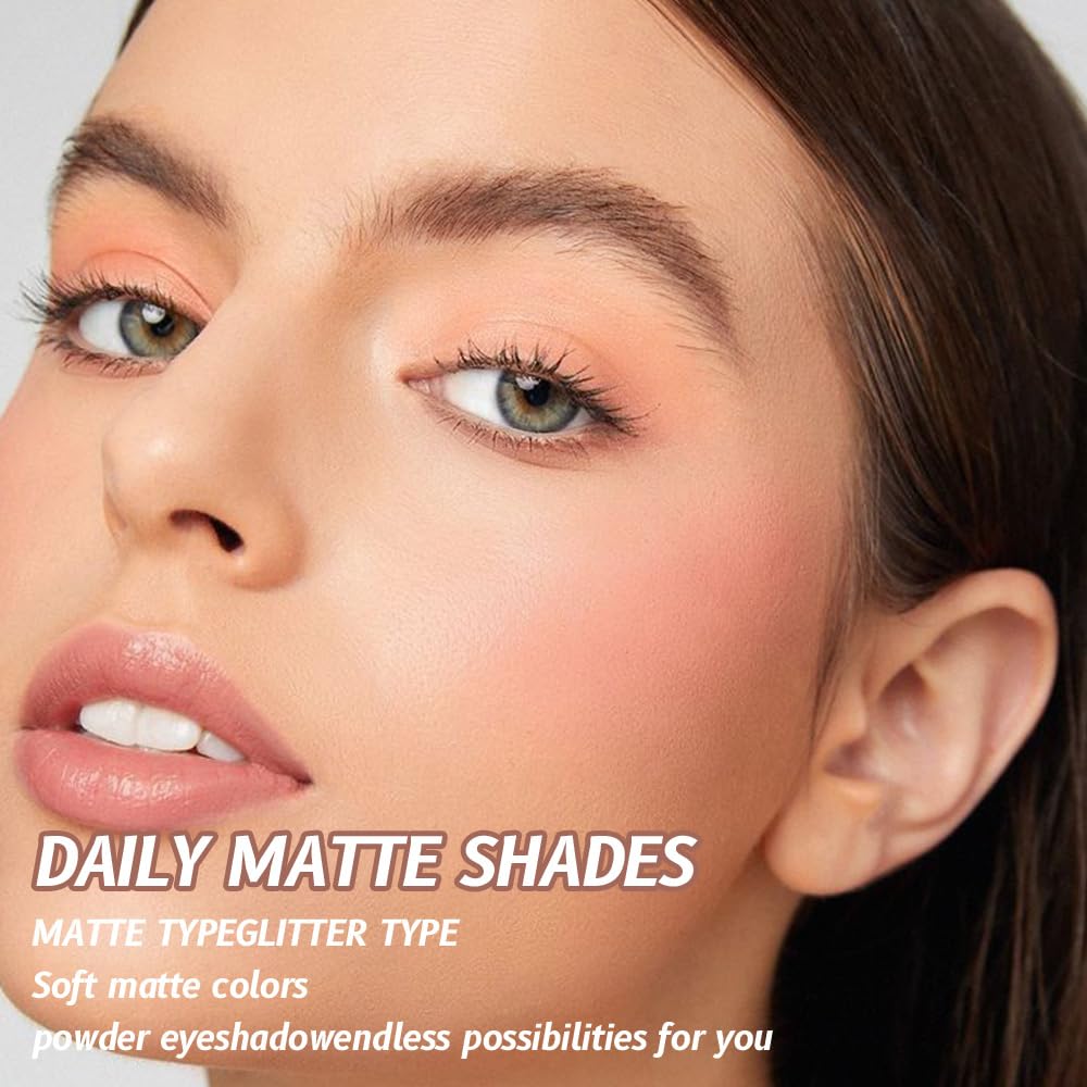 Monochrome Matte Eyeshadow Palette,Off White Nude Neutral Matte Pressed Powder Single Vegan Eyeshadow,Long-Lasting Sheer Eye Makeup Apply Makeup Easily,Smooth Formula; Talc,Vegan & Cruelty-Free