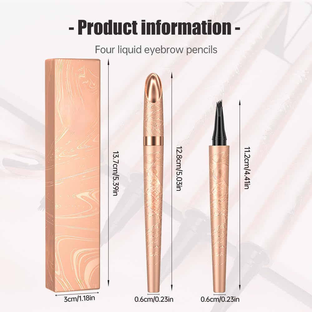 Microblading Eyebrow Pencil, 2025 New Waterproof Eyebrow Pencil, Premium Microblading Eyebrow Pen with 4 Tip, Long-Lasting Natural Magic Eyebrow Makeup Fine Stroke Eye Brow Pen for Women (All-4Pcs)