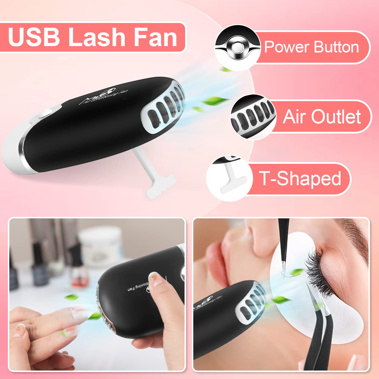 Eyelash Extension Kit - Individual Lash Extensions Supplies with 0.07D Curl Mix 8-15mm, Glue, Remover, USB Lash Fan, Tweezers, Eye Gel Pads, Micro Brushes, Mascara Brushes