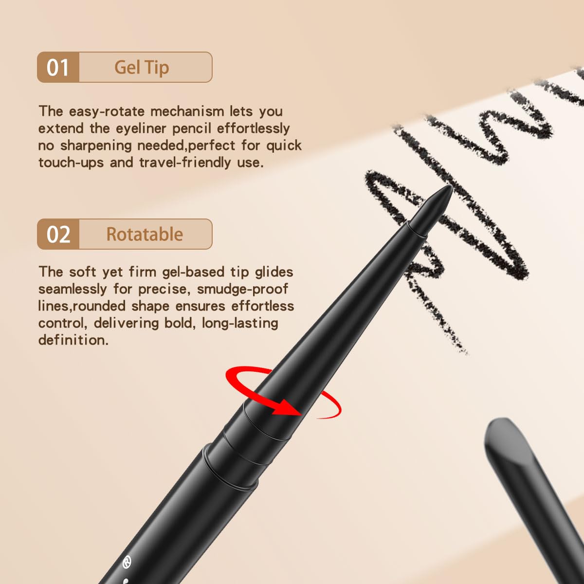 12 Pcs Brown Eyeliner Pencil Gel Eyeliner Pen with Retractable and Waterproof Eye Liner for Bold and Defined Eye Liner (Brown)