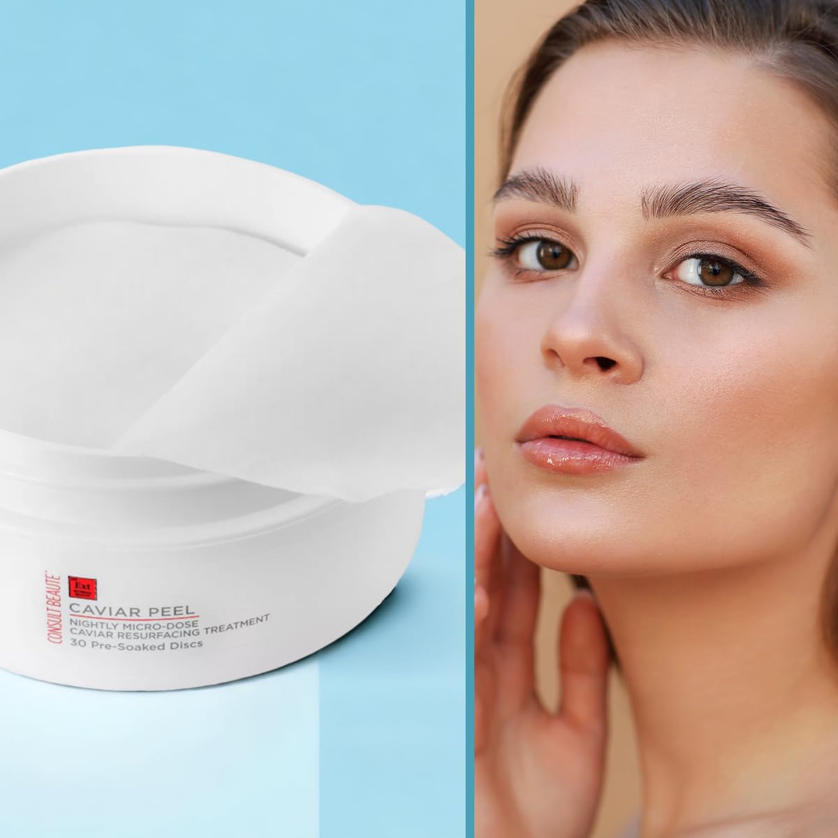 Consult Beaute CAVIAR PEEL Micro-Dose Exfoliating Detox Pads, Skin Resurfacing Treatment with Phytic Acid, Salicylic Acid for Radiance, Facial Polishes for Pores, Blemishes, Fine Lines - 30 Count
