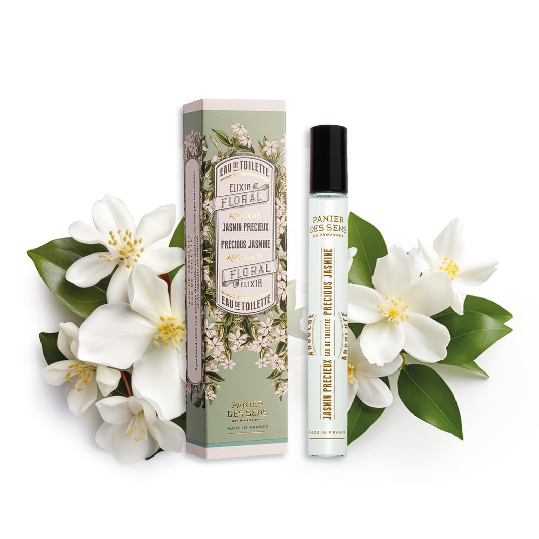 Panier des Sens - Jasmine Roll-on Eau de Toilette 0.3 Floz – Floral & Intense Fragrance - Mini Perfume for Women - Parfum Crafted in Grasse, France - Daily Use - Light Travel Perfume