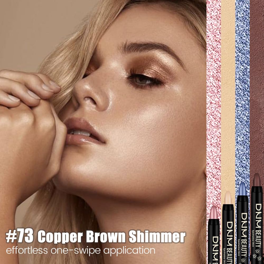 Kaely Cream Eye Shadow Sticks, Copper Brown Shimmer Eyeliner Pencil Eyeshadow Palette Makeup, Eye Highlighter Brightener Stick for Older Women Waterproof Pigmented, sombras para ojos, New-73
