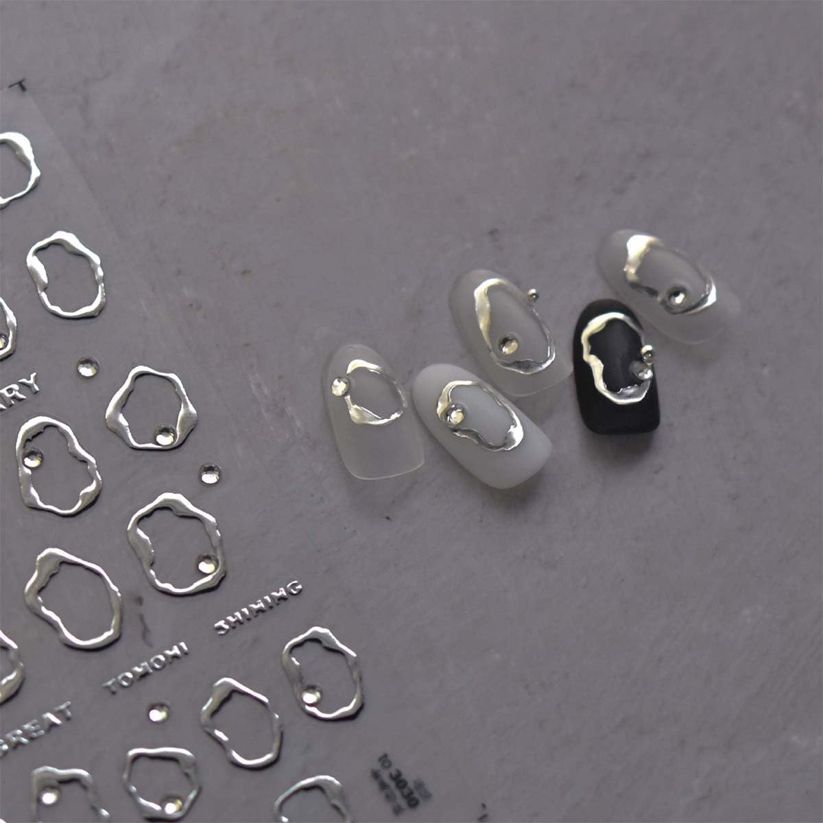 5D Embossed Sliver Nail Stickers Sliver Rhinestone Nails Sticker with Irregularity Design Nail Art Supplies Decals for Women Girls DIY Manicure Decoration 1Sheet