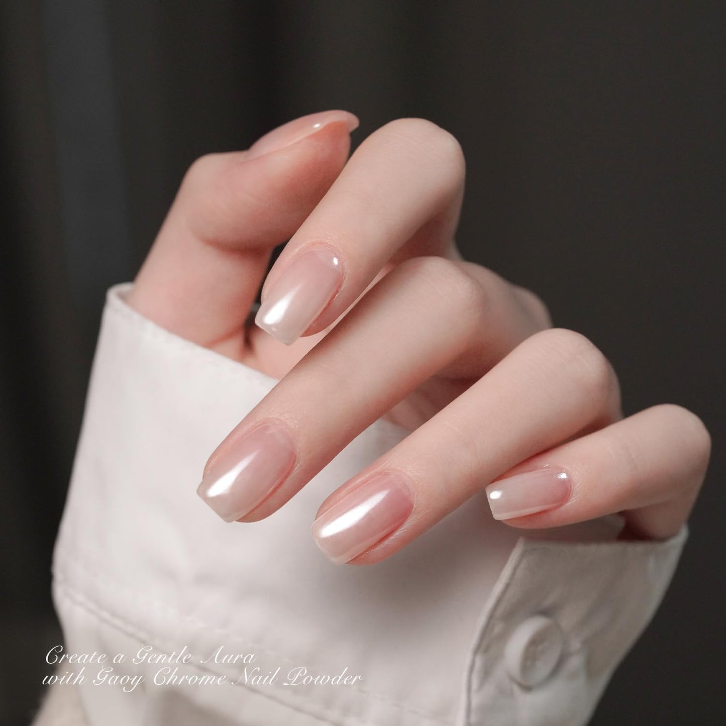 GAOY White Pearl Chrome Nail Powder, 2Pcs Mirror Effect Shimmer Glitter Pigment for Mermaid Aurora Nail Art, Iridescent Powder for Gel Polish & Manicure Decorations, Lustrous White