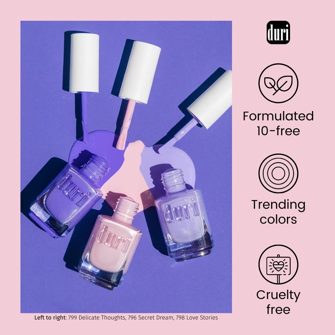 duri Nail Polish, 760 A Million Likes, Purple Metallic Glitter, Full Coverage, Shiny Finish, Fast Drying, Lasting, 0.45 Fl Oz