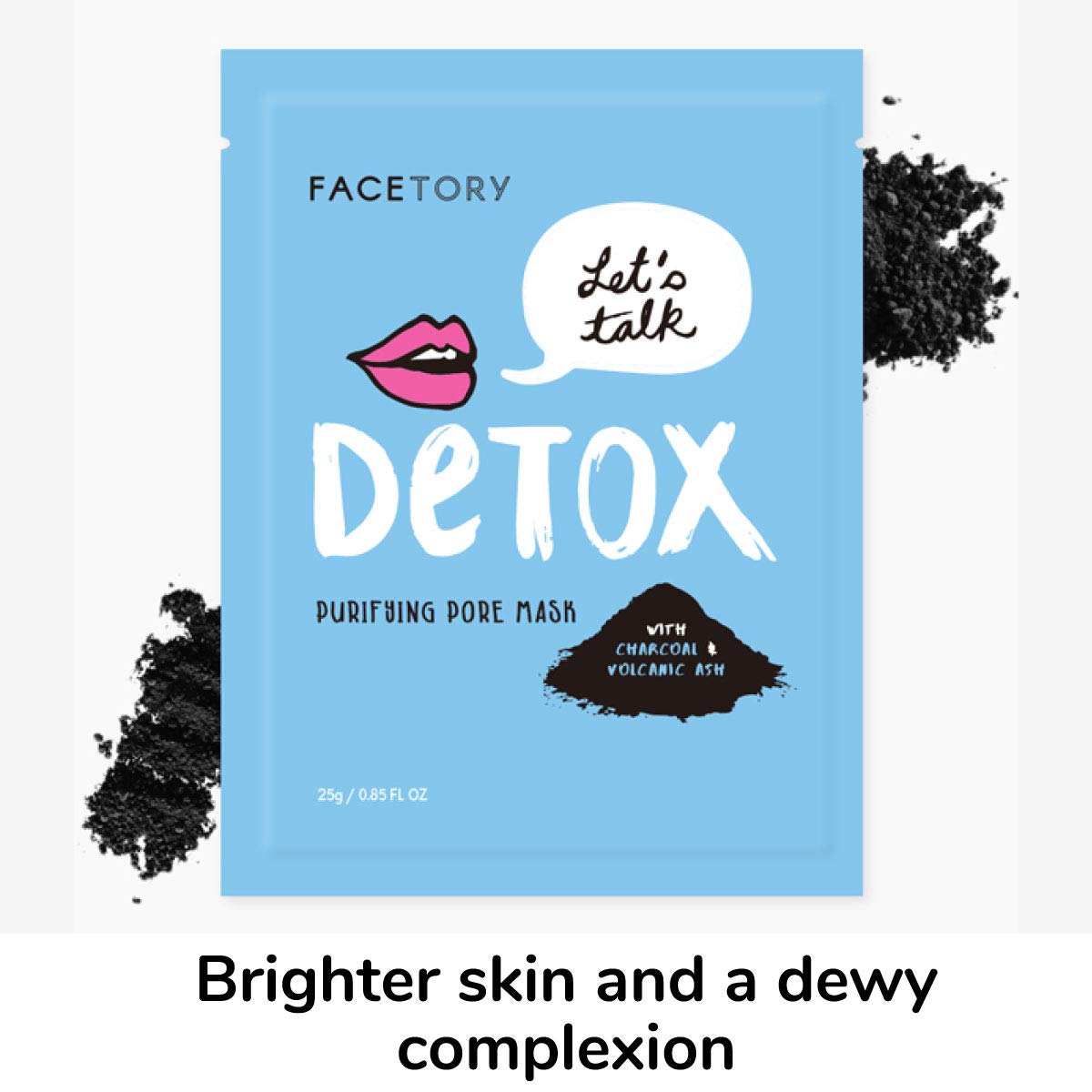 FACETORY K Beauty Face Mask Skin Care - LET'S TALK DETOX PURIFYING Sheet Mask with Charcoal & Volcanic Ash | Pore Refining Charcoal Face Mask (10 Pack)
