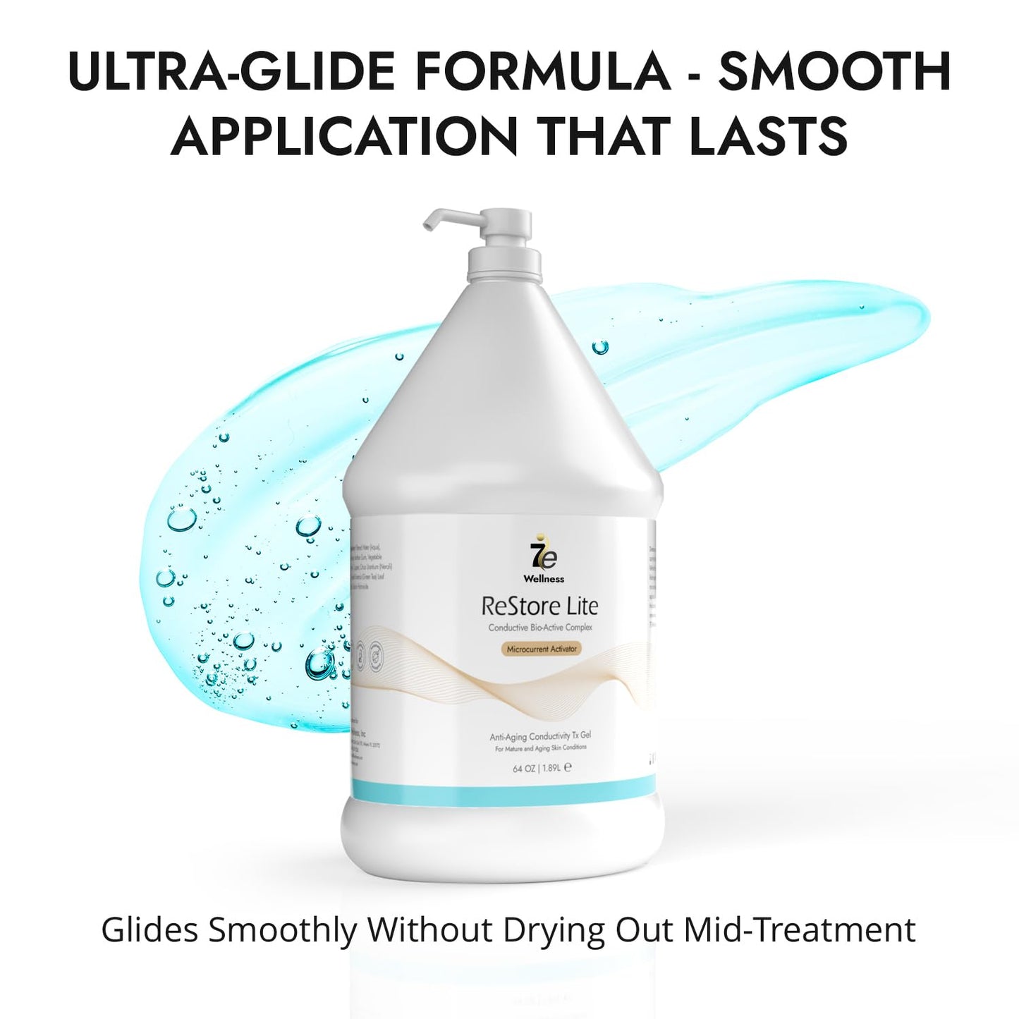 7eWellness Myolift Restore Lite Gel 64oz - Conductive Gel for Beauty & Skincare, Microcurrent, Face Mask Brush - 64oz / 2L