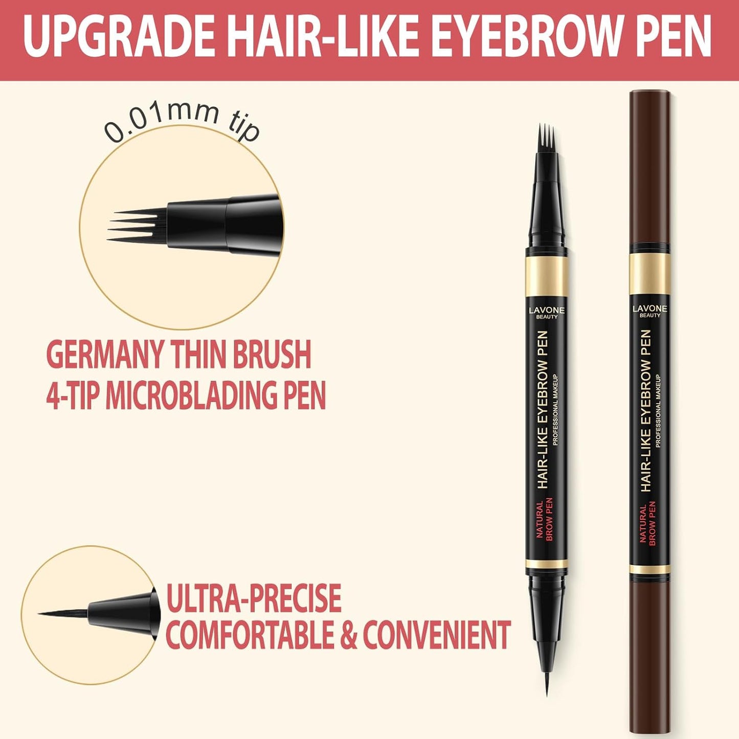 Eyebrow Pen Kit, with Microblading Eyebrow Pen, Eyebrow Gel, Eyeliner, Eyebrow Brush, Eyebrow Pencils for Women, Waterproof, Smudge Proof, Long Lasting Makeup Formula - Blonde