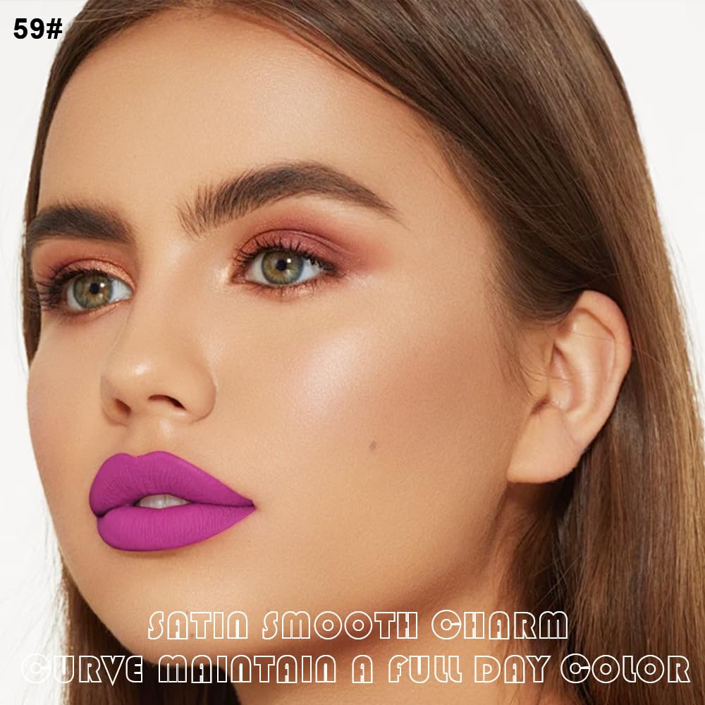 evpct 2Pcs Fuchsia Red Matte Lip Liner and Lipstick Combo Set for Women, Fuchsia Lip Combo Set Liquid Lips Stick Gloss and Lipliner Stains Set Long Lasting Waterproof, Lips Makeup 24 Hours originales