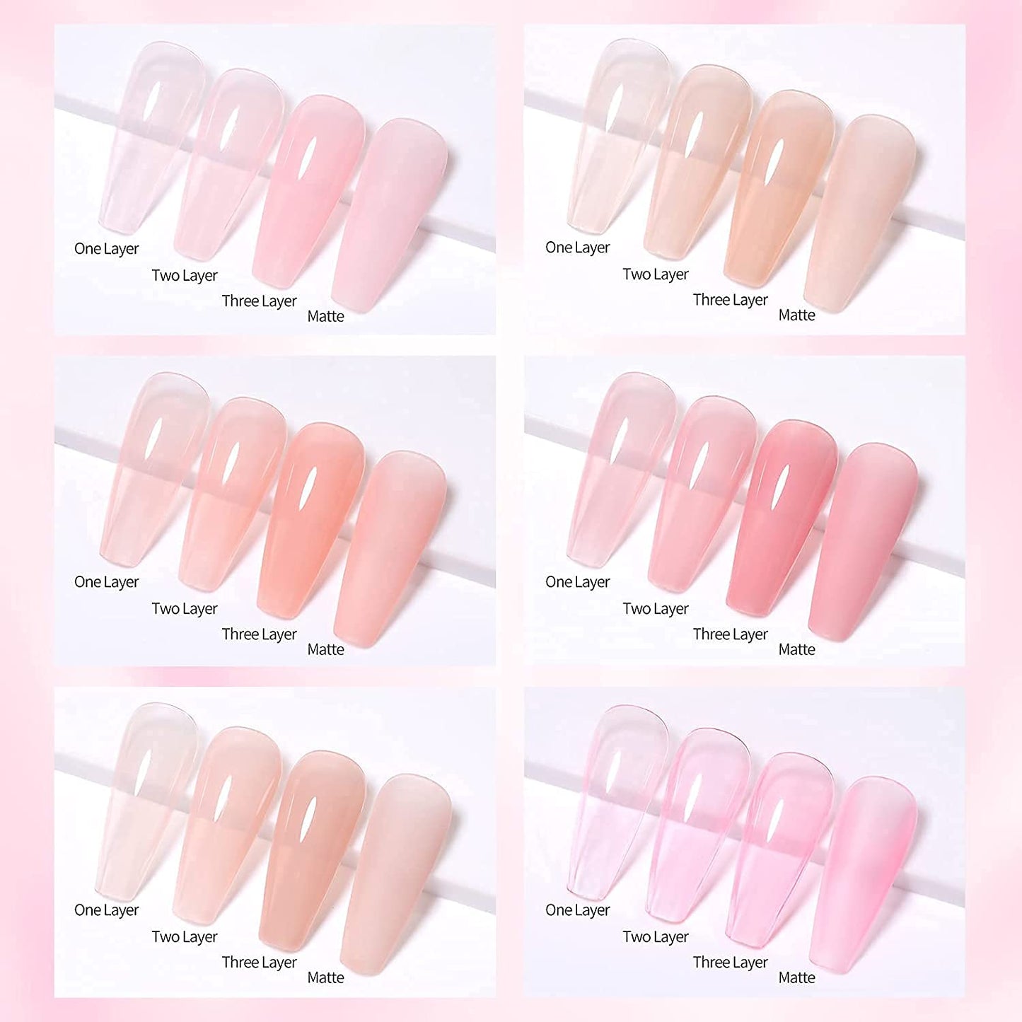 Vishine Gel Nail Polish Starter Kit with 36W UV LED Nail Lamp Speed Dryer Manicure Tools Set of 6 Sheer Milky White Neutrals Skin Nude Jelly Transparent Colors Gel Polish Base and Top Coat #055