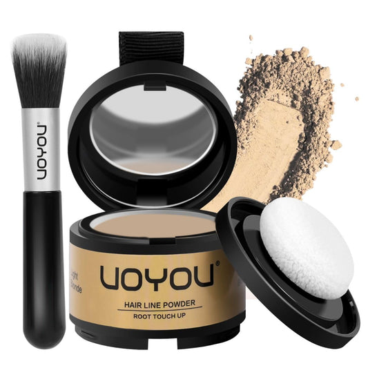 Root Touch Up Powder Instantly Conceals Hair Loss, Gray Root Cover Up Powder, Water & Sweat Resistant Hair Powder for Thinning Hair Men & Women, Includes Brush (Light Blonde, 4g Bottle with Brush)