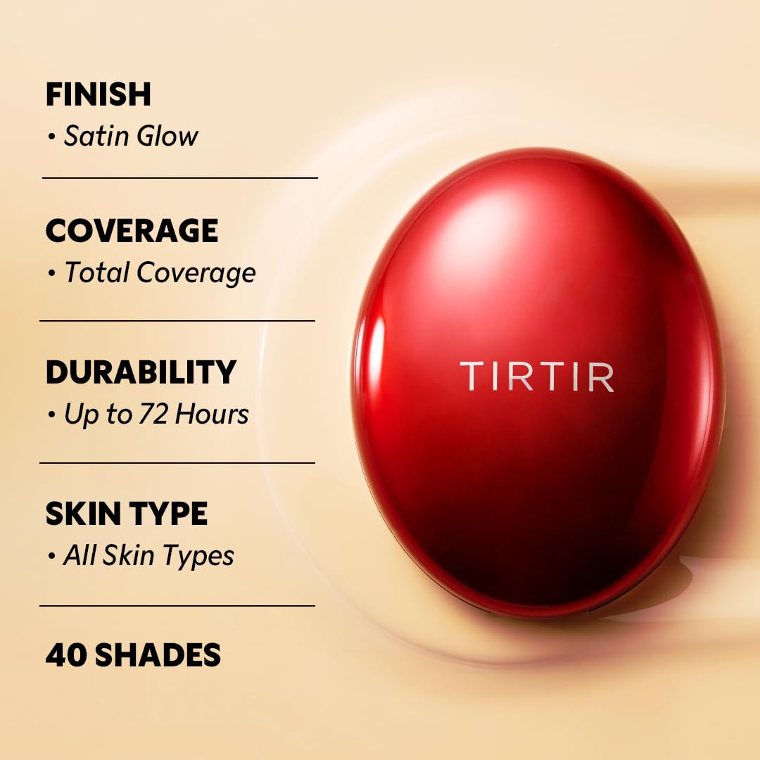 TIRTIR Mask Fit Red Cushion Foundation | Japan's No.1 Choice for Glass skin, Long-Lasting, Lightweight, Buildable Coverage, Semi-Matte (25N Mocha, 0.63 Fl Oz (Pack of 1))