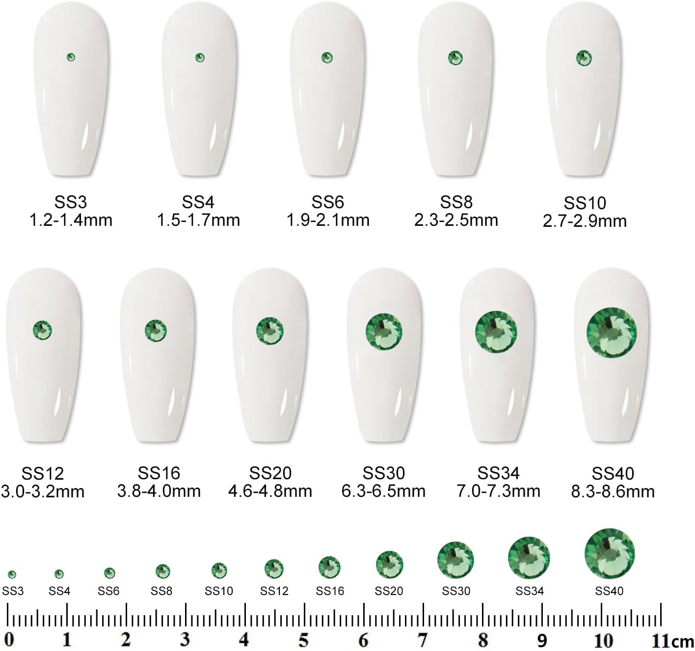 3000 PCS SS8 Flatback Rhinestones,12-Facet Diamond-Cut Glass Gems for Nail Art,Clothing,DIY Crafts,Glue-On Decoration Stones with Silver Backing,Peridot