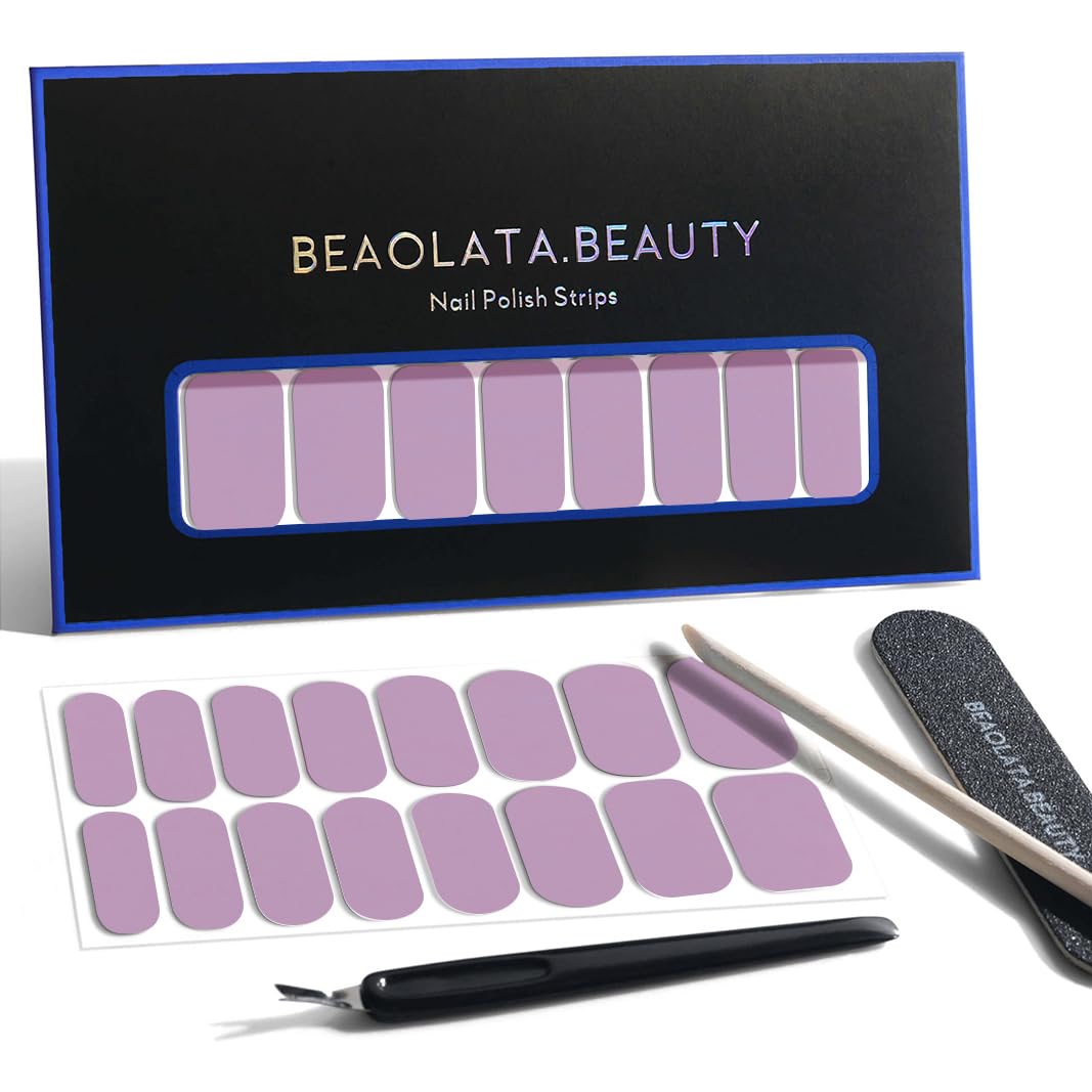 Nail Polish Strips, 32PCS Salon Quality Wraps, Long Lasting Gel Nail Stickers for Women Easy Apply& Remove (Twilight Purple Vine)