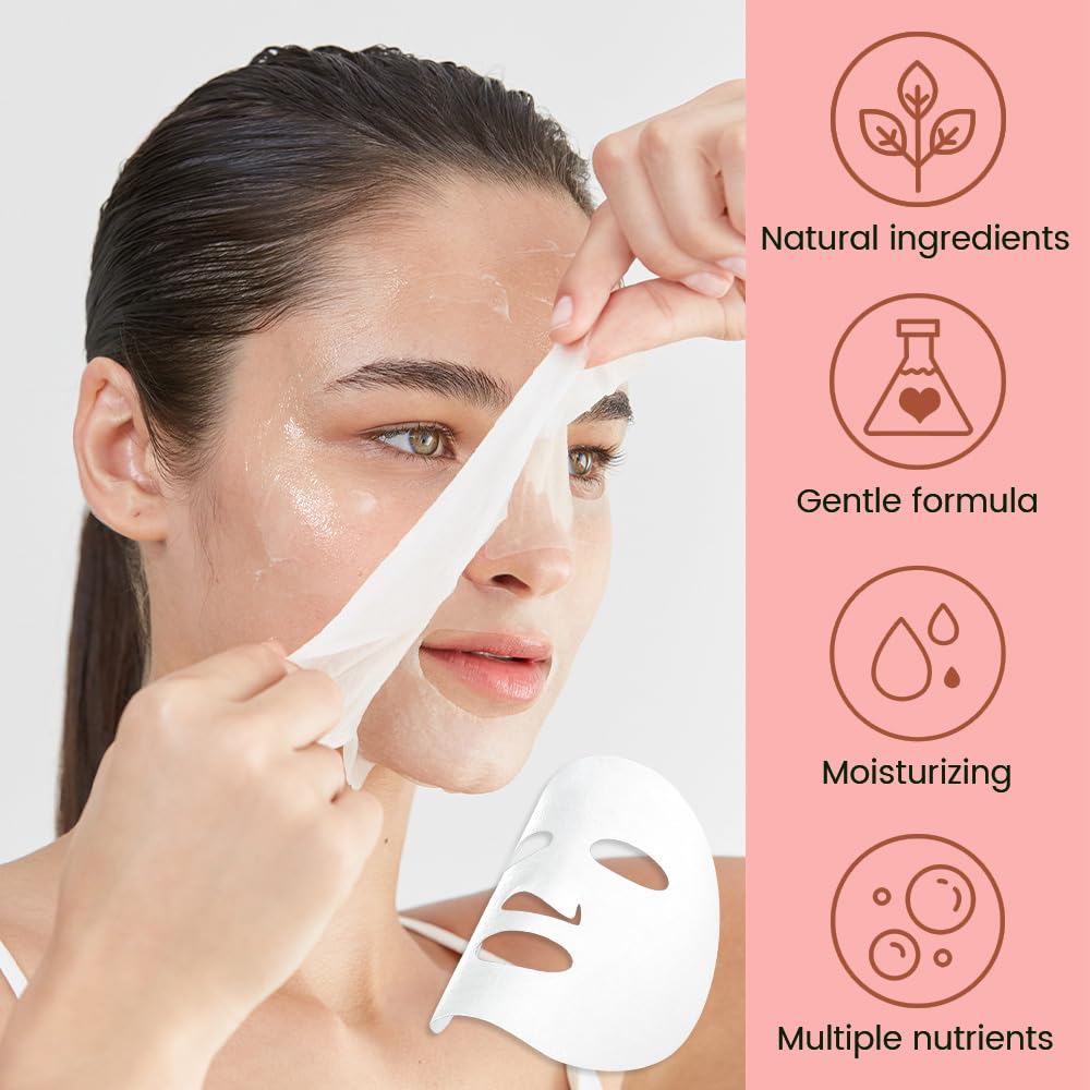 8 Pack Strawberry Kids Face Mask,Pink Face Masks Skincare Spa Day Kit Supplies,Spa Party Favors for Teens Girls Women,Sheet Facial Mask Skincare Gifts Set,Moisturize Soothe for All Skin Types