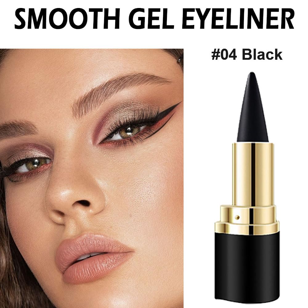Kaely Black Gel Eyeliner Pencil,Waterproof Smudge Proof Eye Liner Pen,Cat Eye Goth Halloween Makeup,Eye Black Face Paint Lipstick Crayon,Color Colorful Eyeliner Eyeshadow Stick,04